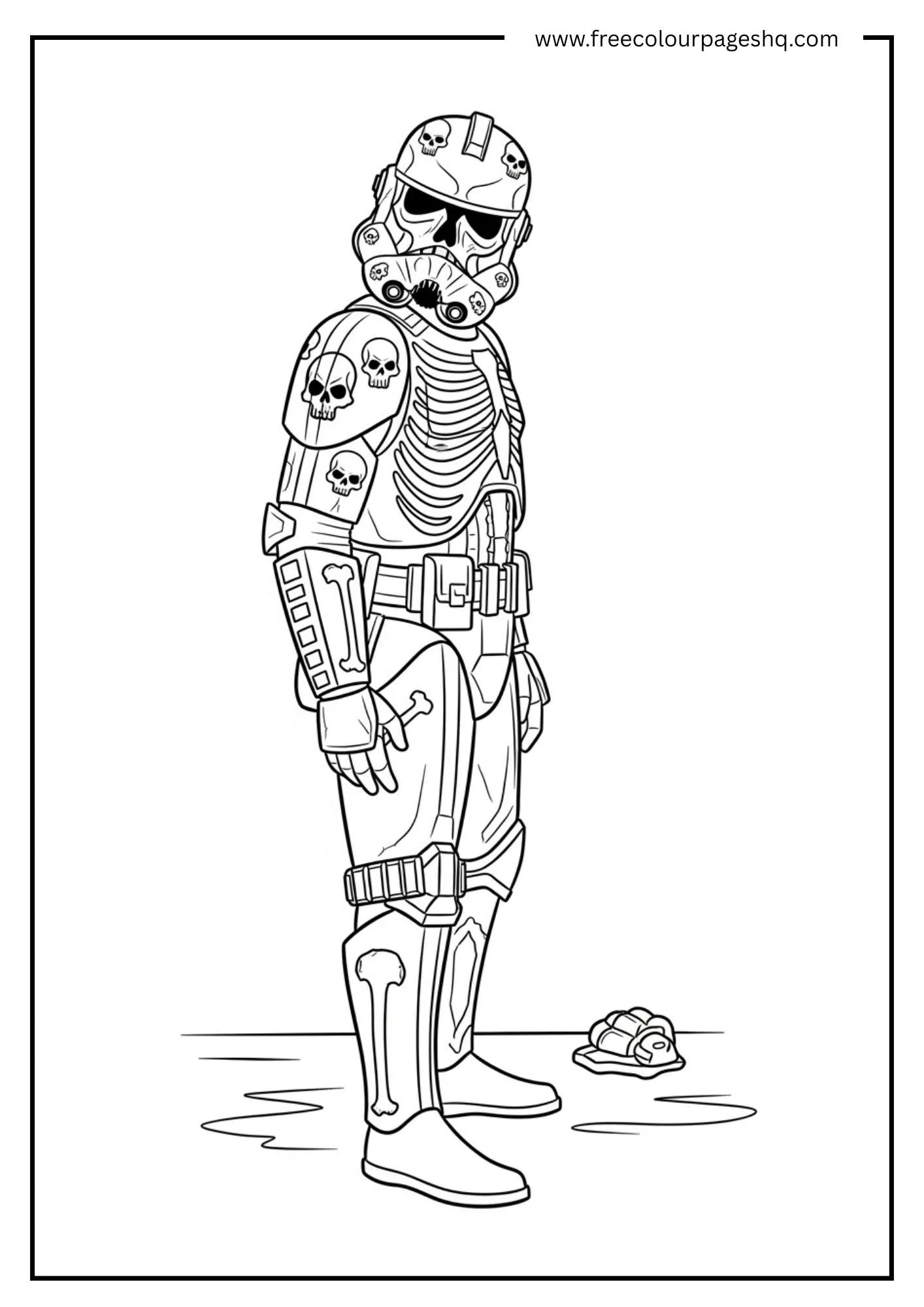 Skull Trooper Look Around Scene Coloring Page