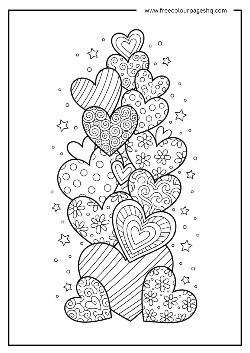 Stack of Hearts Coloring Page