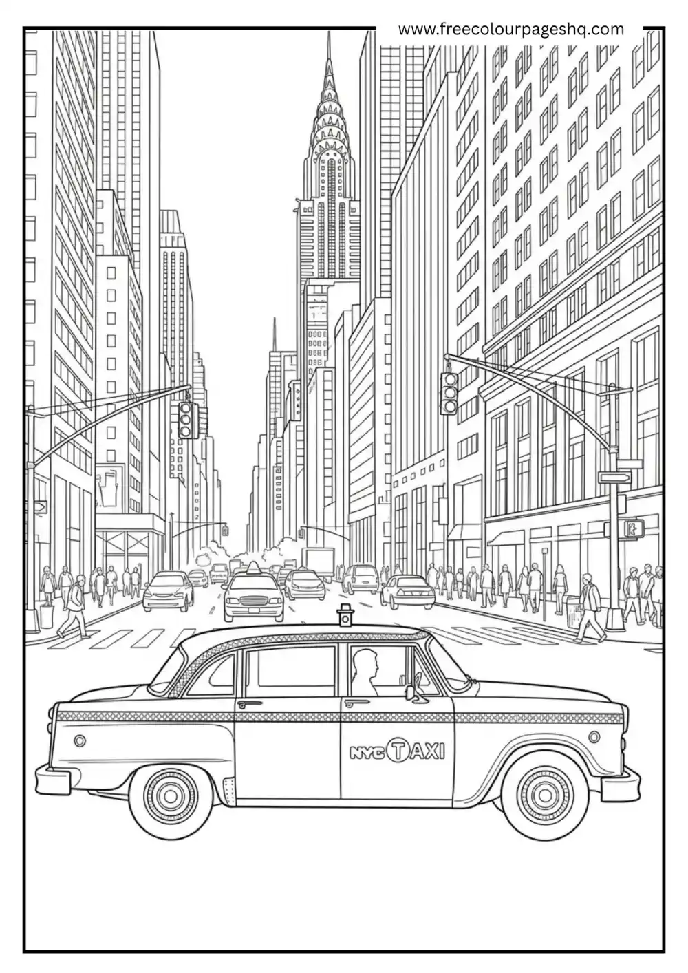 Taxi Cab Coloring Page