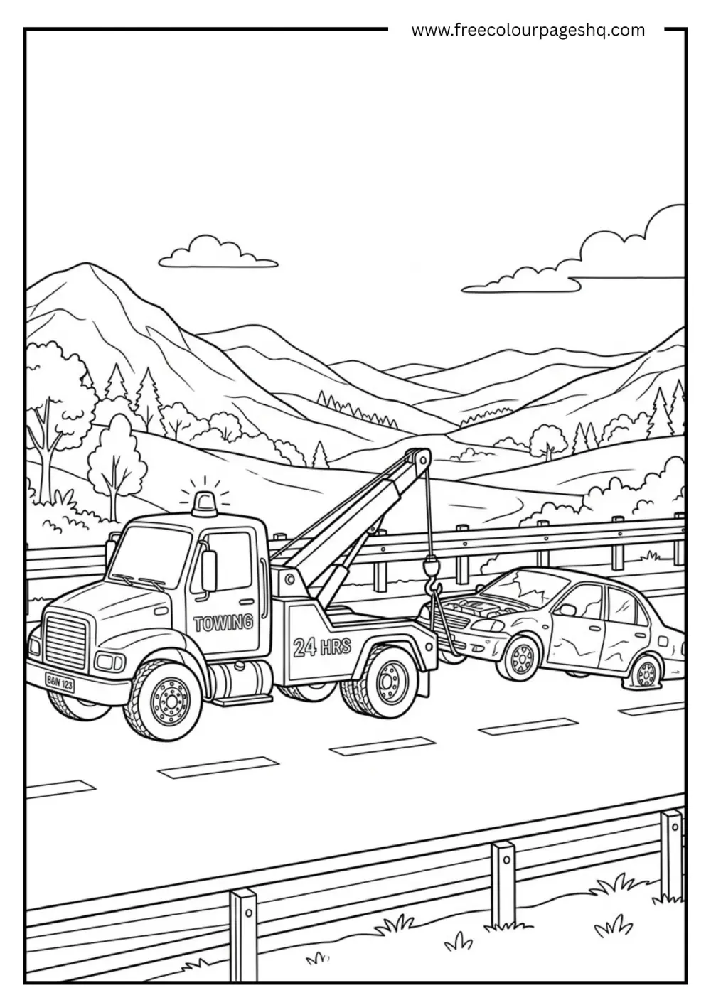 Tow Truck Coloring Page