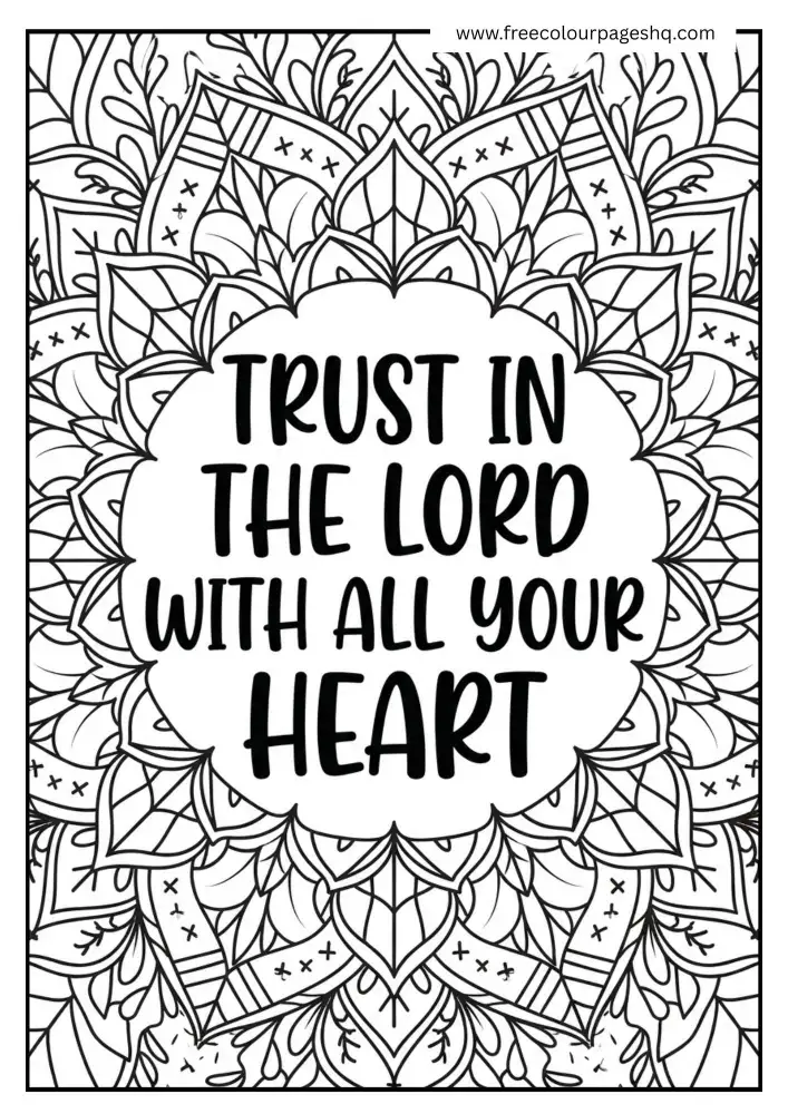 Trust In The Lord With All Your Heart Bible Verse Coloring Page