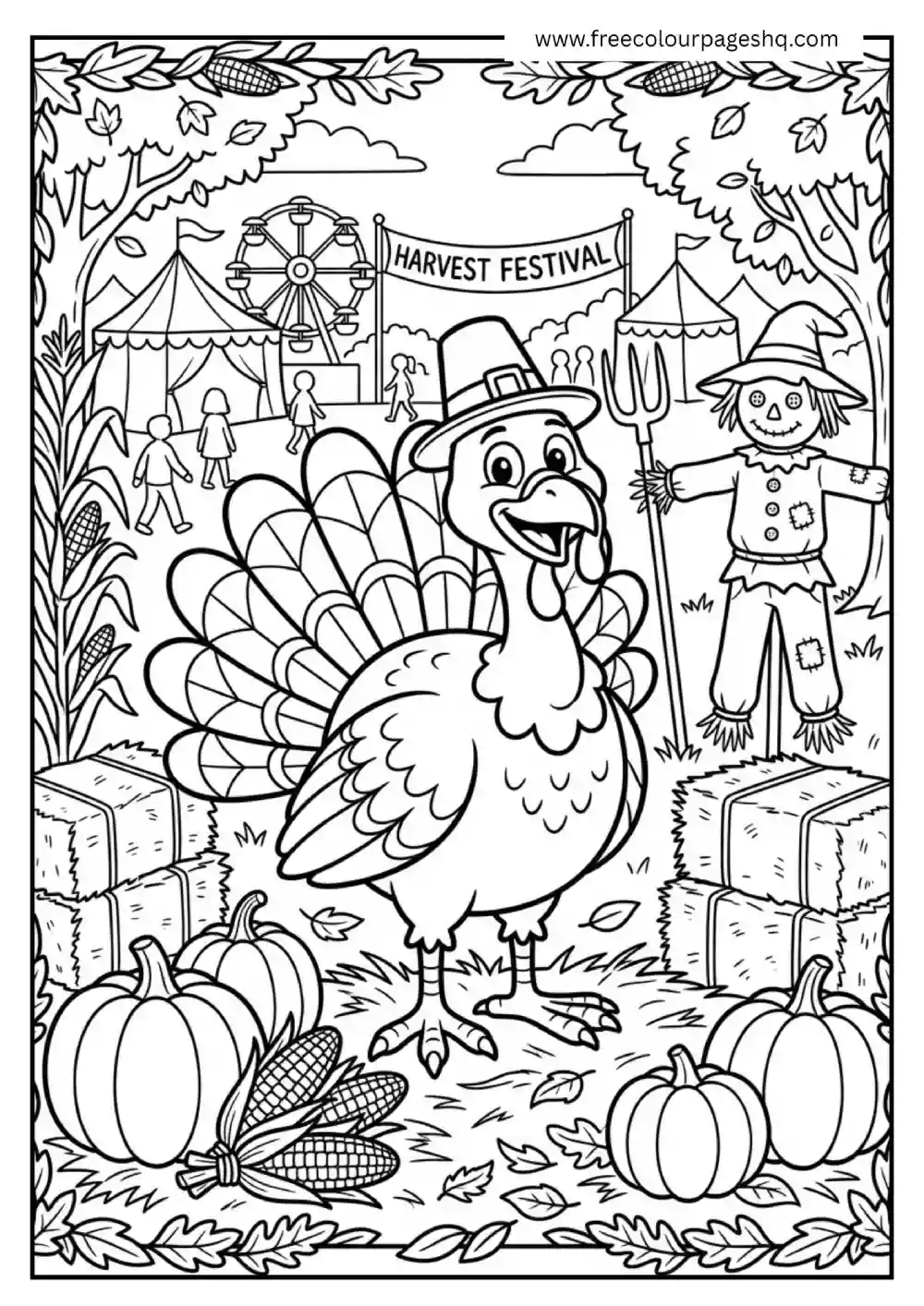 Turkey Harvest Festival Coloring Page