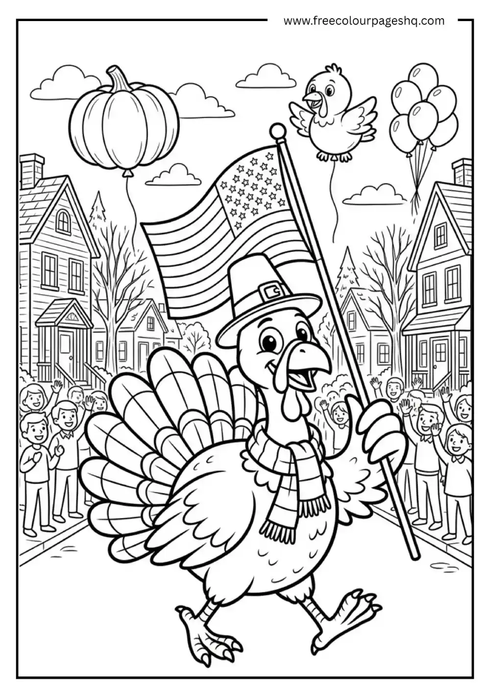 Turkey Pilgrim Parade Coloring Page
