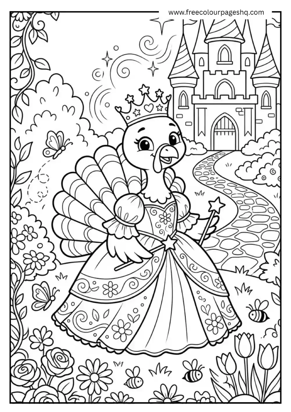 Turkey Princess Coloring Page