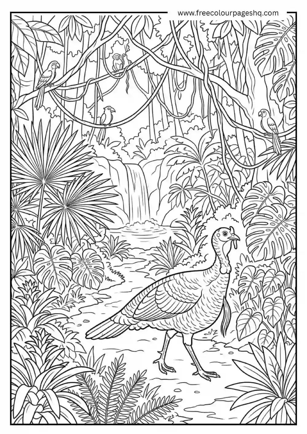 Turkey Rainforest Explorer Coloring Page
