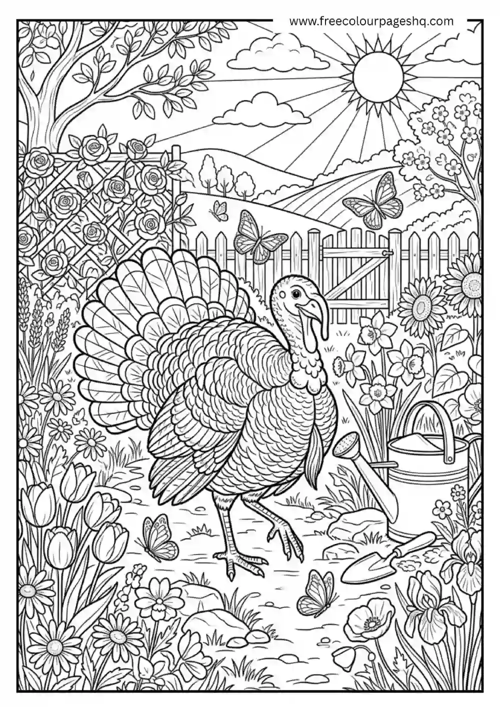 Turkey Spring Garden Coloring Page