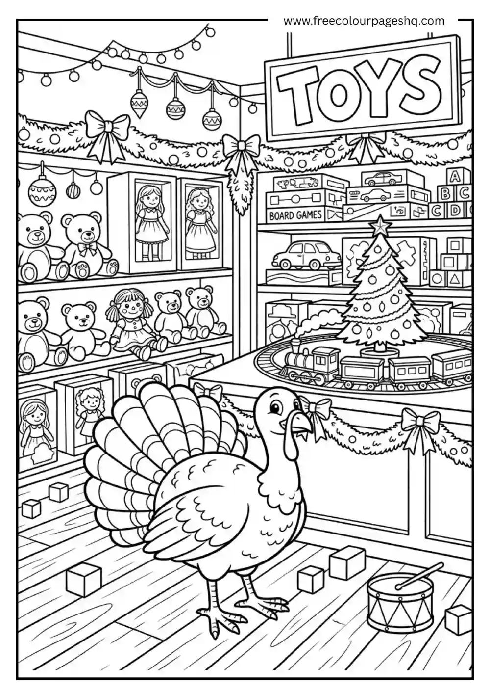 Turkey Toy Shop Coloring Page