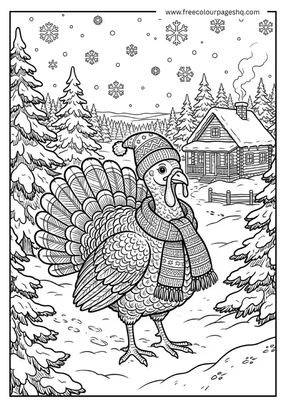 Turkey Winter Coloring Page