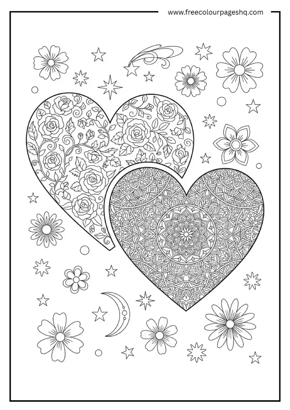 Two Hearts Intertwined Coloring Page