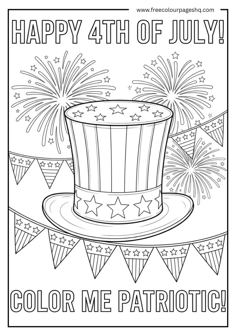 Uncle Sam Hat 4th of July Coloring Page