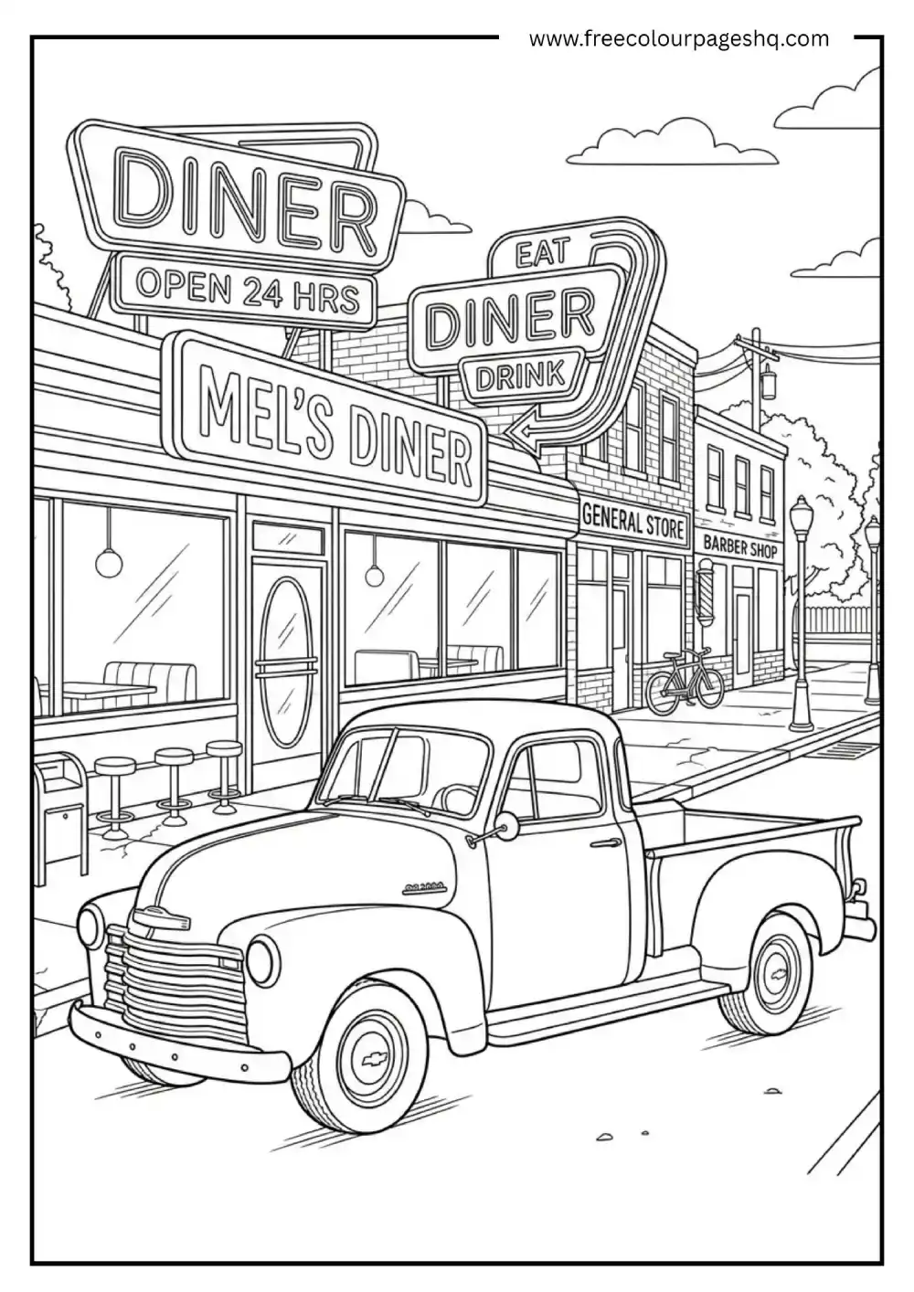 Vintage Pickup Truck Coloring Page