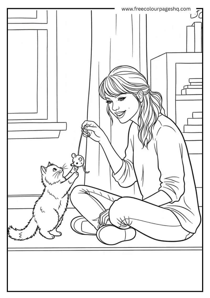 Walking Cat Scene Coloring Page Walking Cat Scene Coloring Page