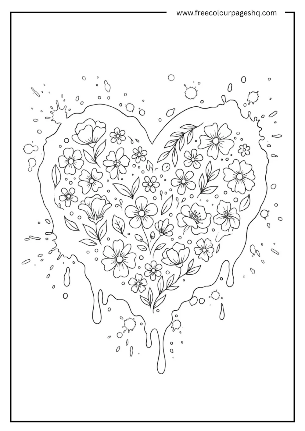 Watercolor Style Heart Coloring Page