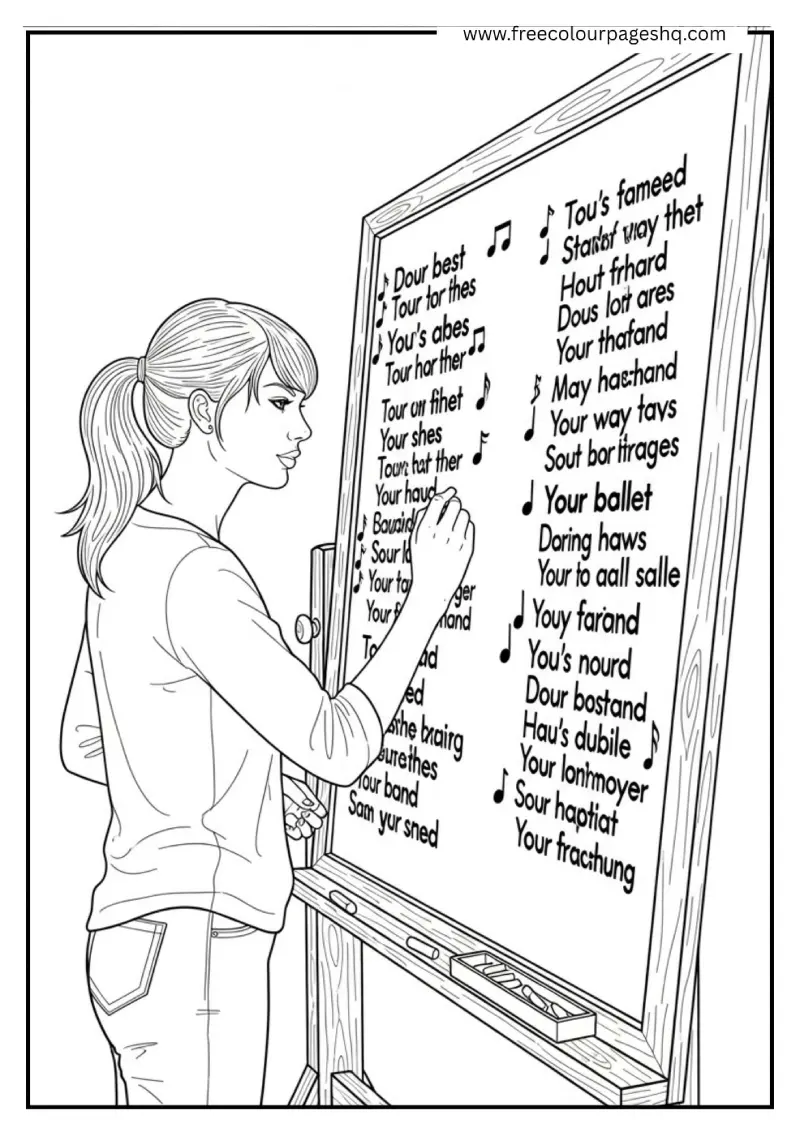 Writing on Chalkboard Scene Coloring Page Writing on Chalkboard Scene Coloring Page