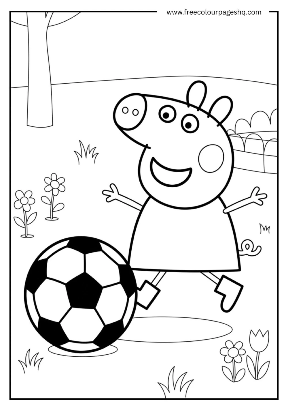 peppa-pig-playing-ball-coloring-page