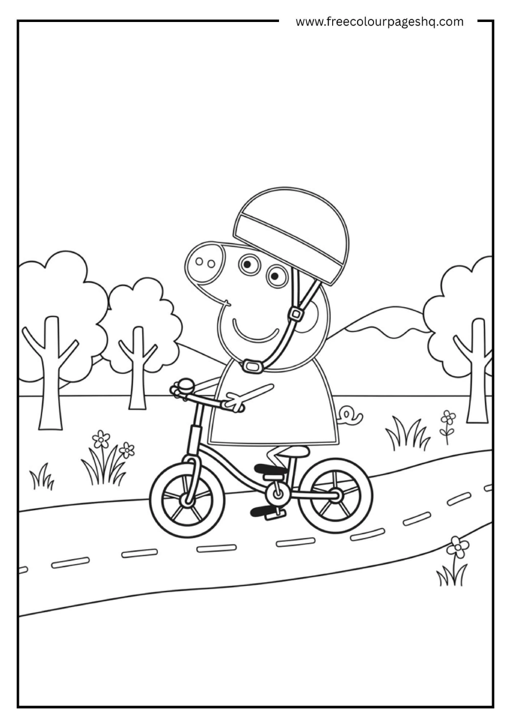 peppa-pig-riding-bicycle-coloring-page