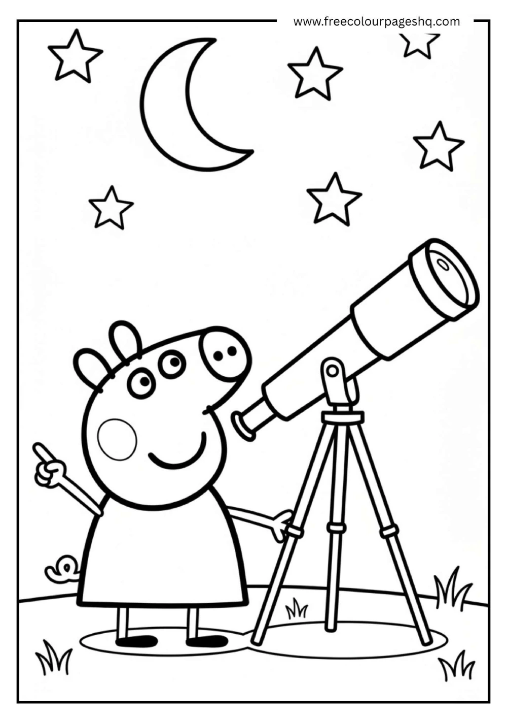 peppa-pig-stargazing-telescope-coloring-page