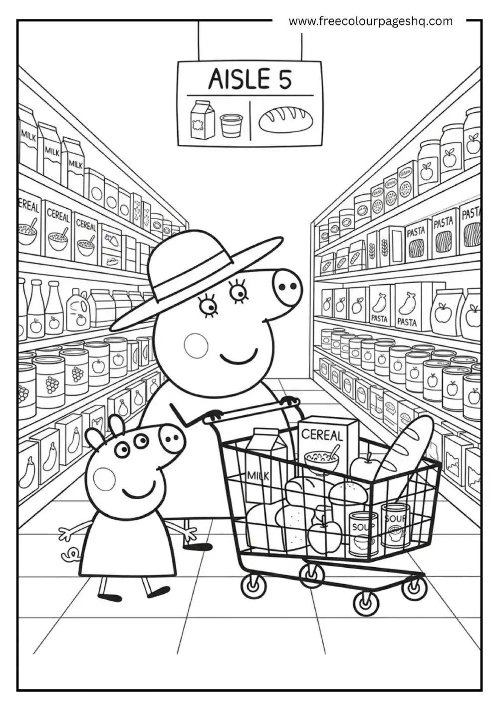 peppa-pig-supermarket-shopping-coloring-page