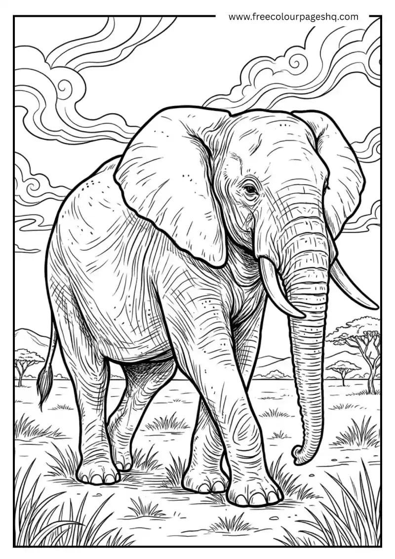 African Elephant on Savanna
