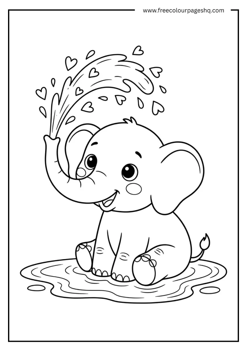 Baby Elephant Splashing Water
