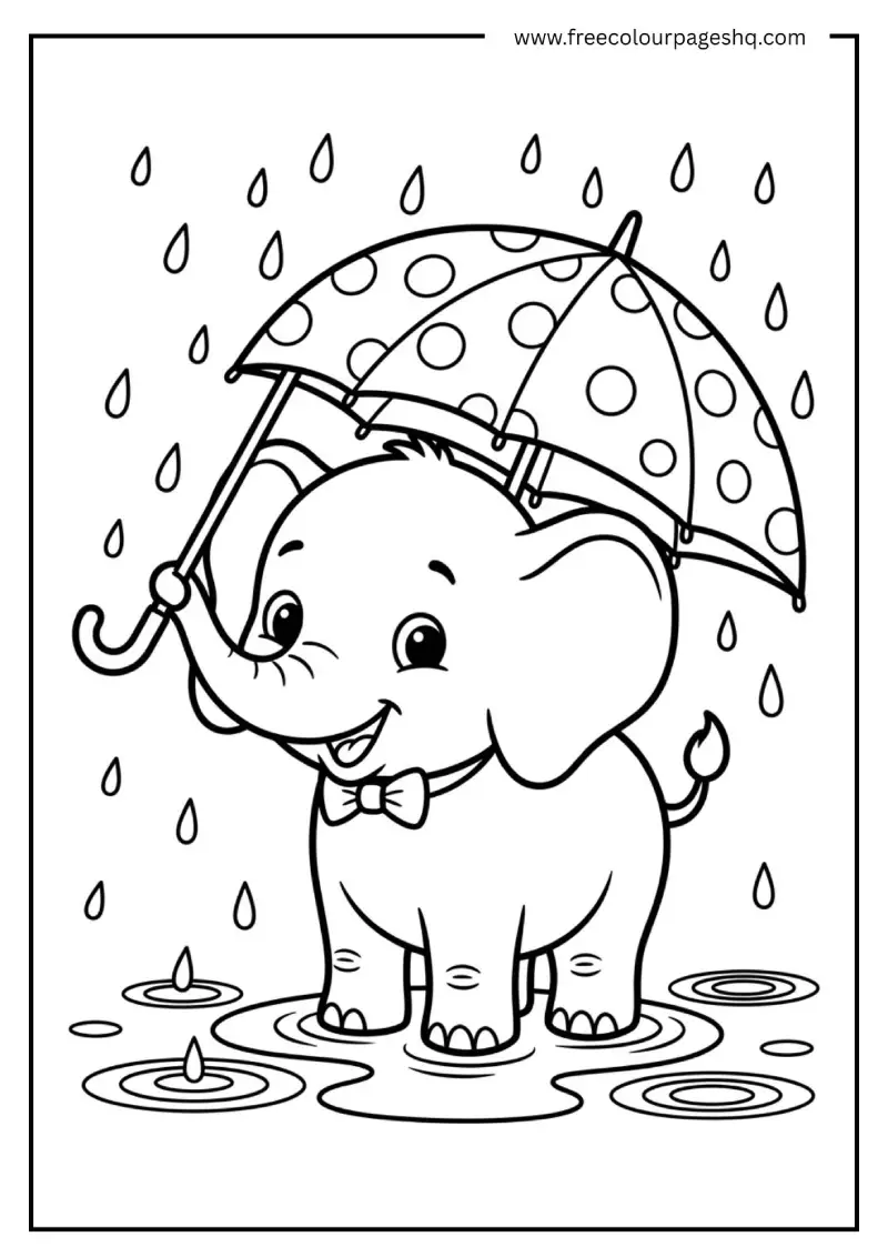 Baby Elephant with Umbrella