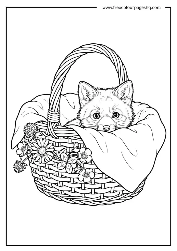 Baby Fox in Basket Baby Fox in Basket