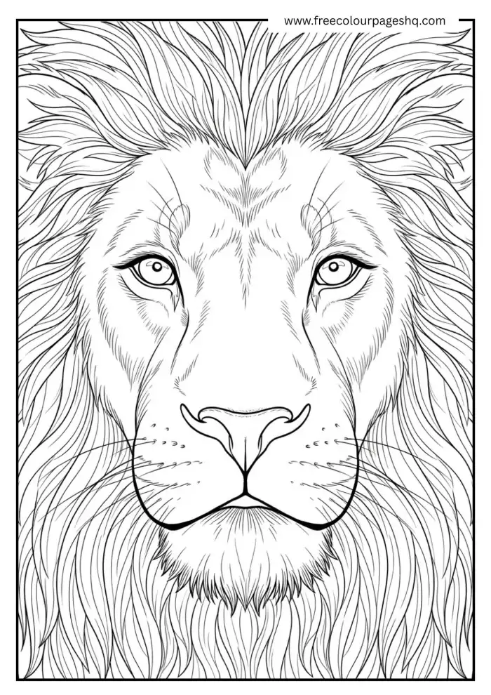 Close Up Lion Face Portrait