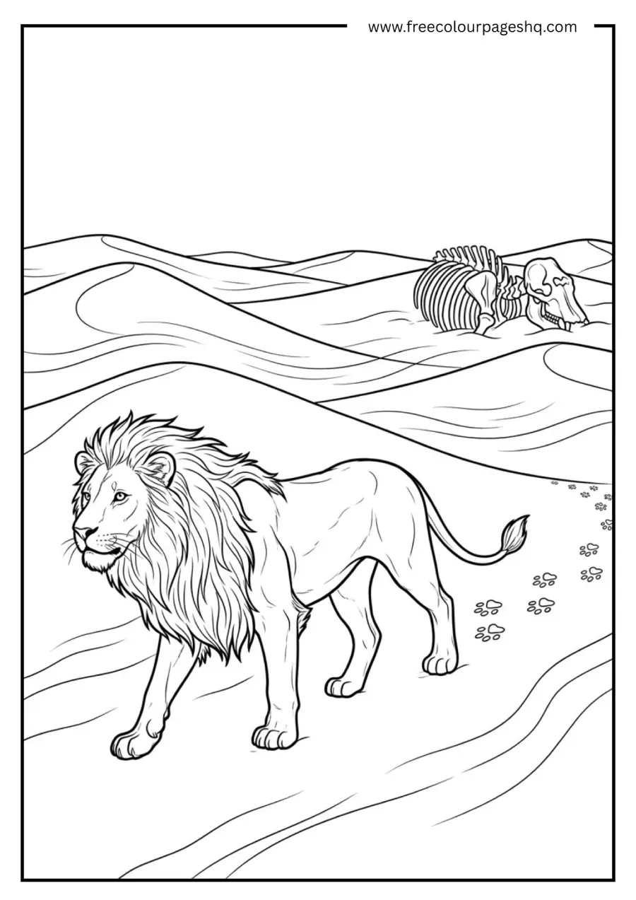 Desert Lion in Sand Dunes