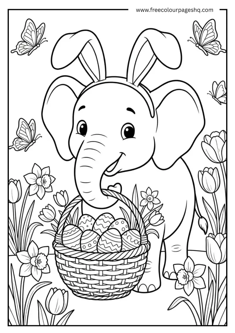 Easter Elephant with Basket
