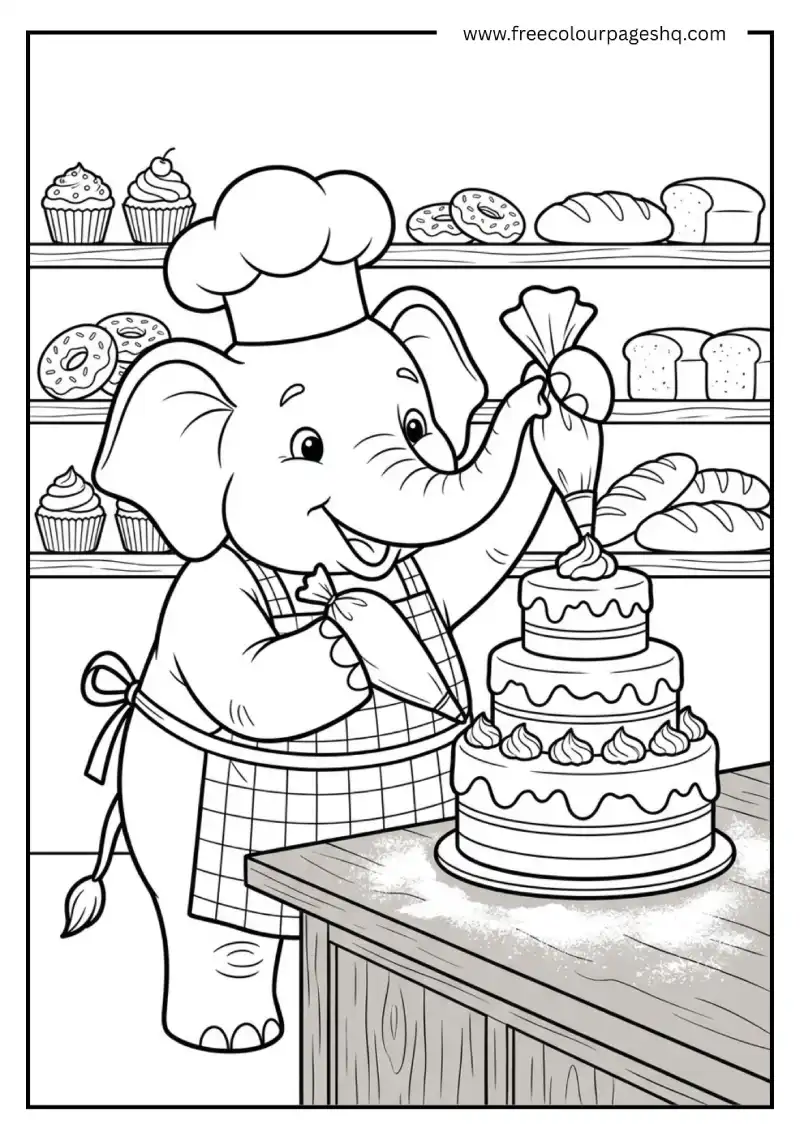 Elephant Baker with Cake