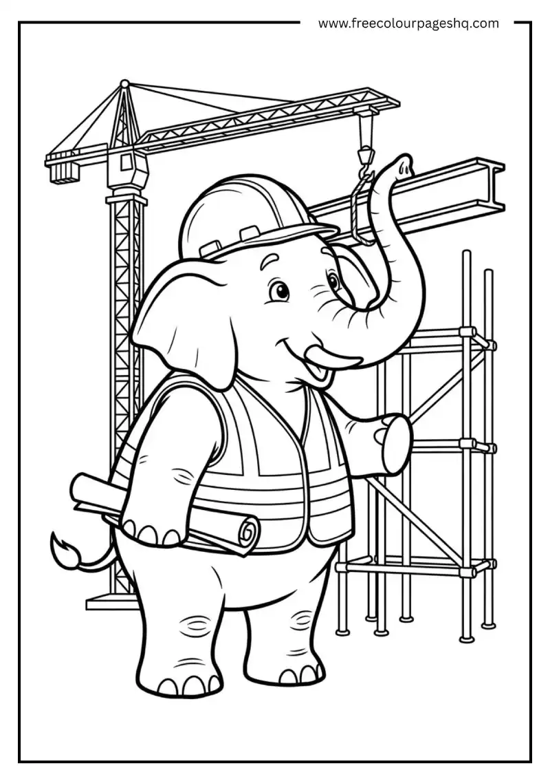 Elephant Construction Worker