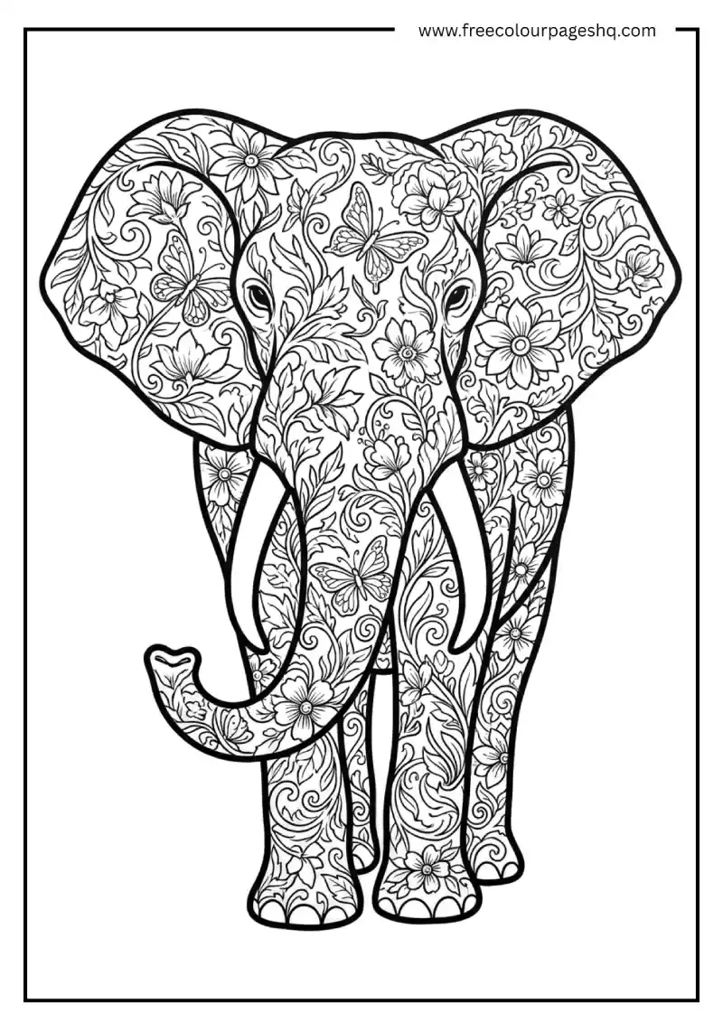 Elephant Floral Silhouette