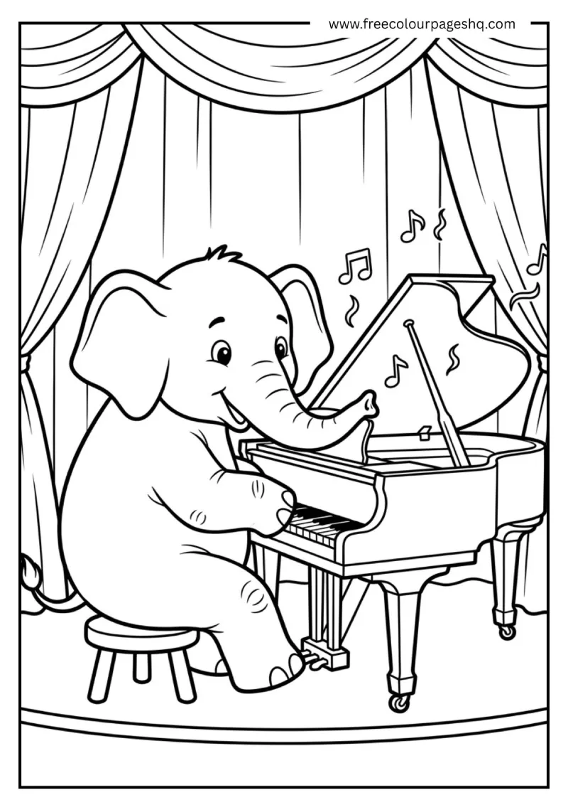 Elephant Playing Piano