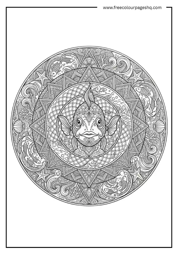 Fish Mandala Circular Design