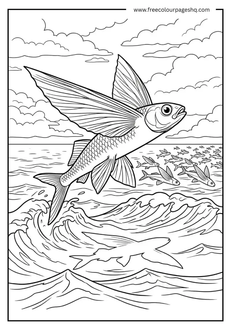 Flying Fish Above Ocean Surface