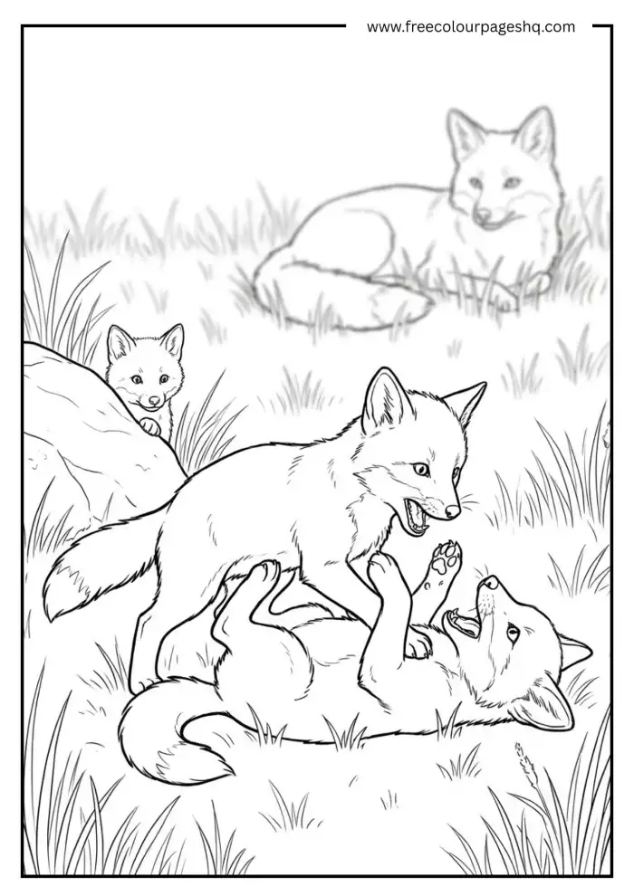 Fox Cubs Playing Rough Fox Cubs Playing Rough