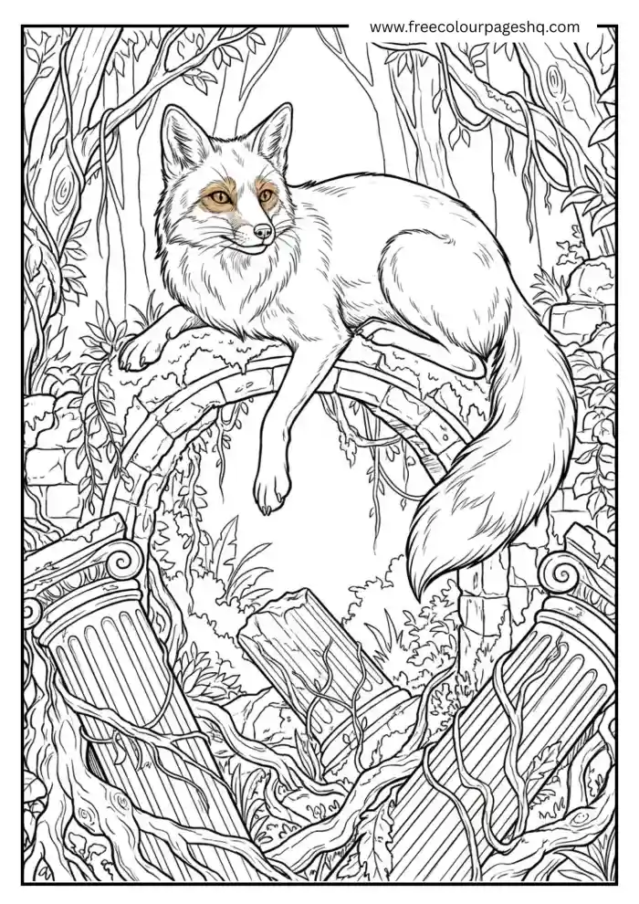 Fox Guarding Ancient Ruins Fox Guarding Ancient Ruins