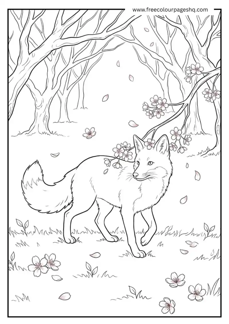 Fox in Spring Blossom Fox in Spring Blossom