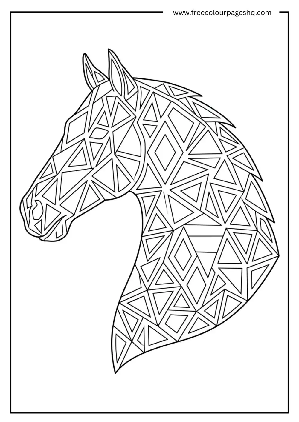 Geometric Horse Mosaic Coloring Page