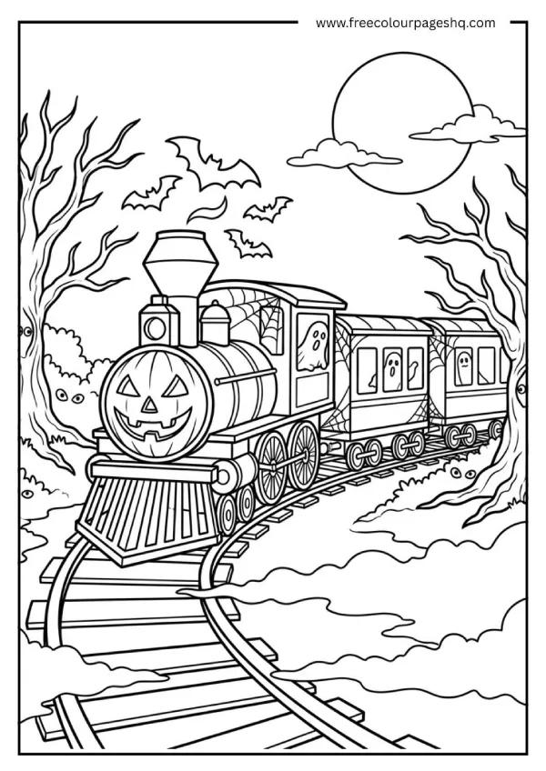 Halloween train coloring page Halloween train coloring page