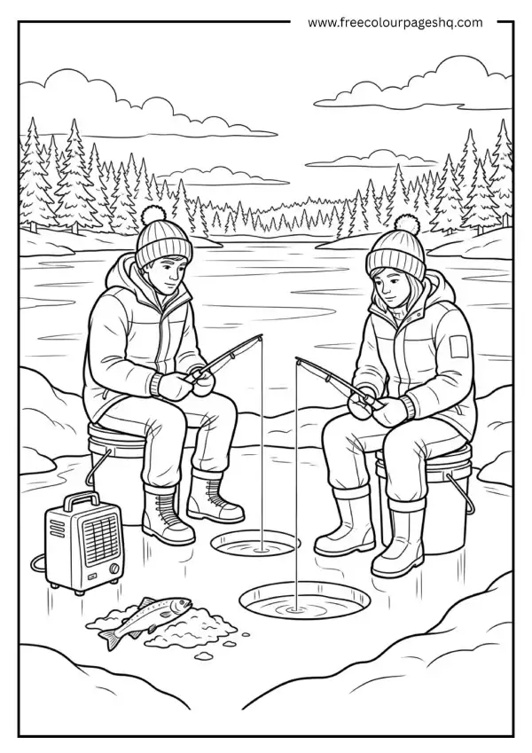 Ice Fishing Scene