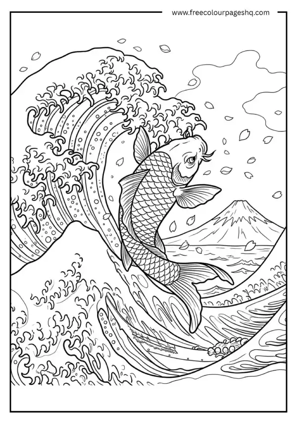 Japanese Wave Fish Art