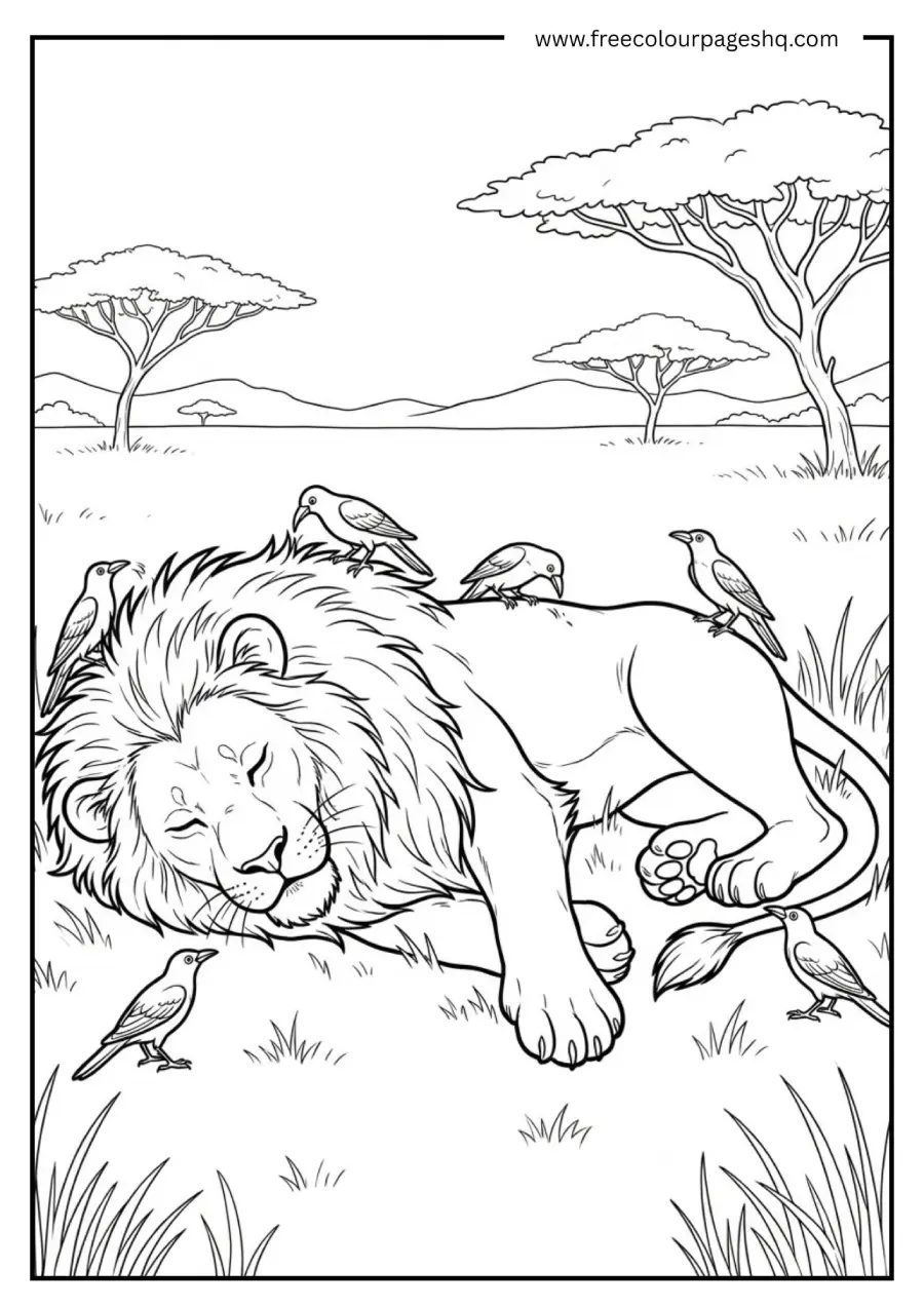 Lion and Oxpecker Birds