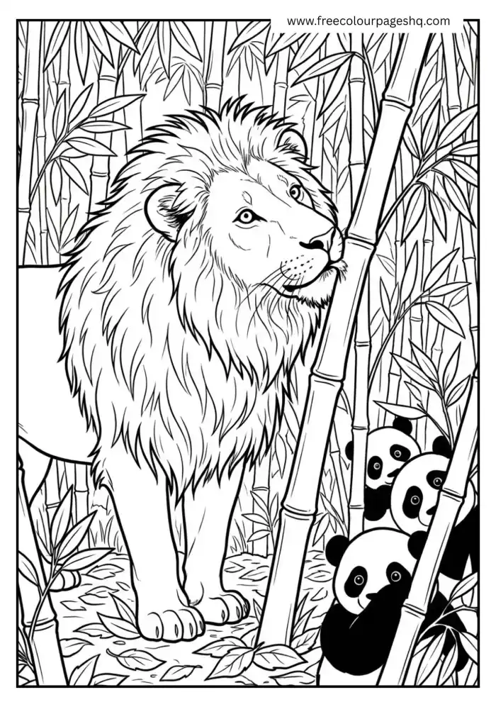 Lion in Bamboo Forest