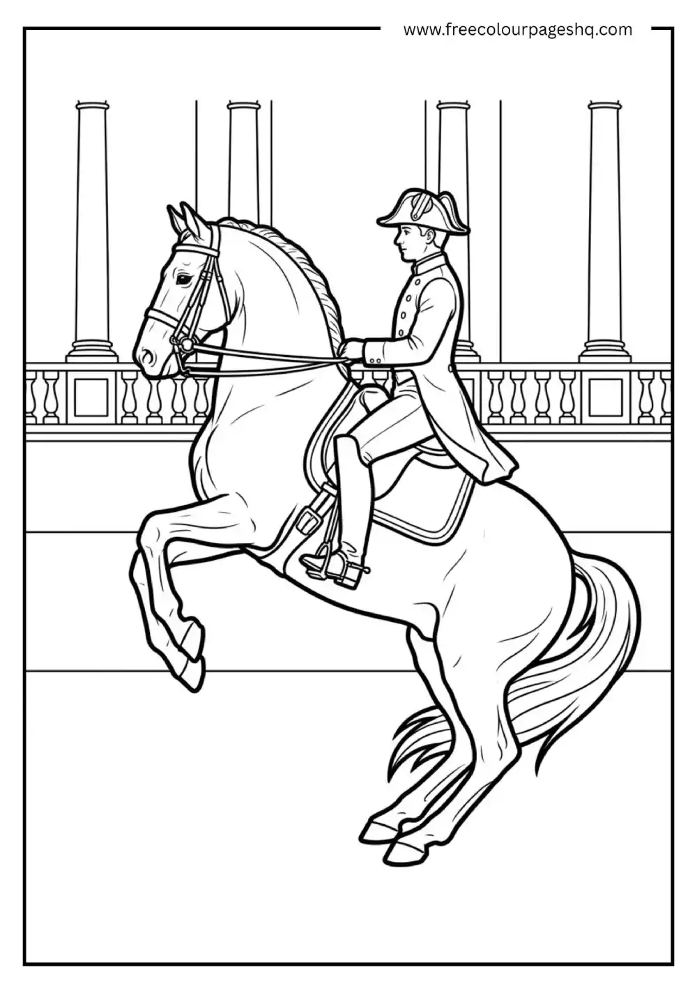 Lipizzaner Horse Performing Levade Coloring Printable
