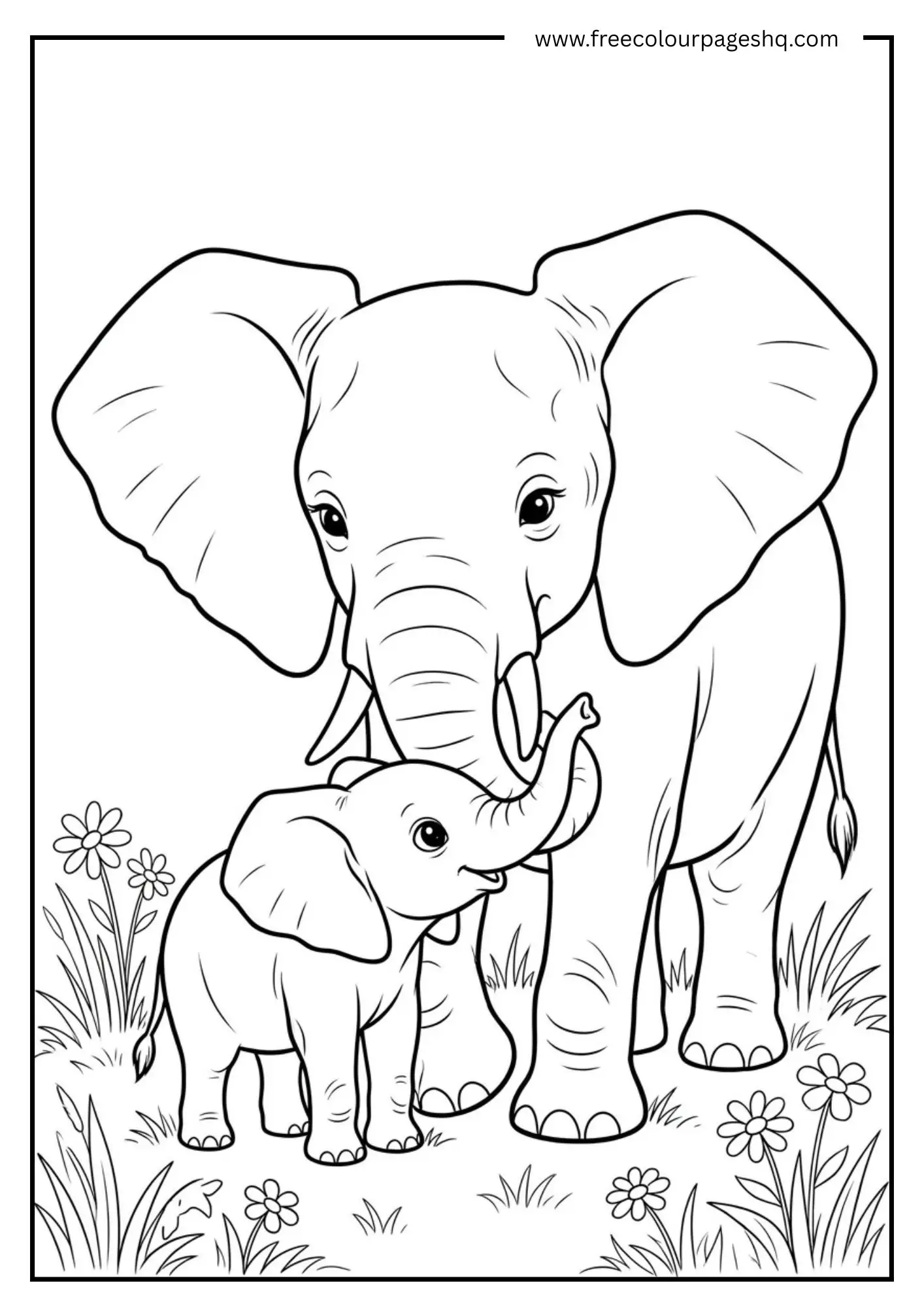 Mama Elephant and Newborn Calf