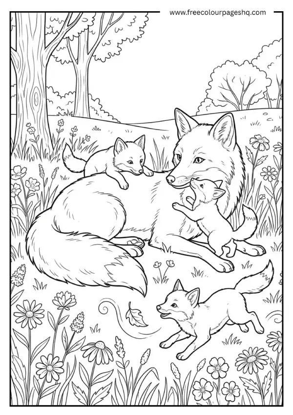 Mother Fox and Kits Mother Fox and Kits