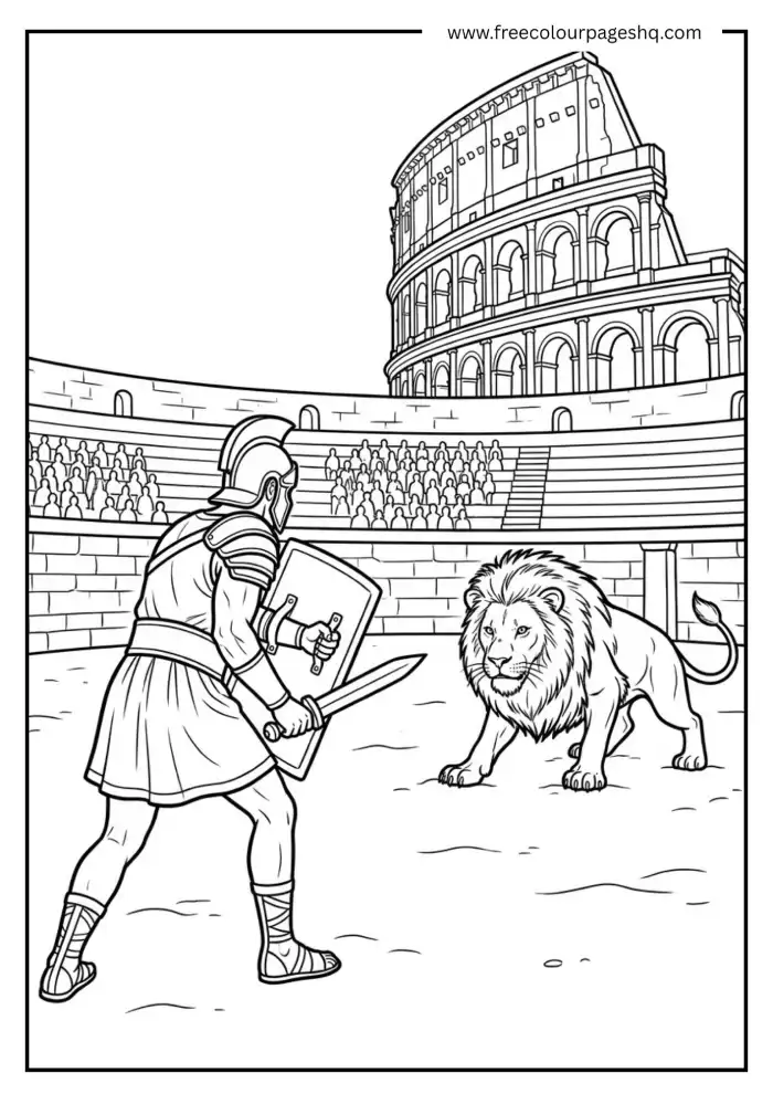 Roman Gladiator and Lion