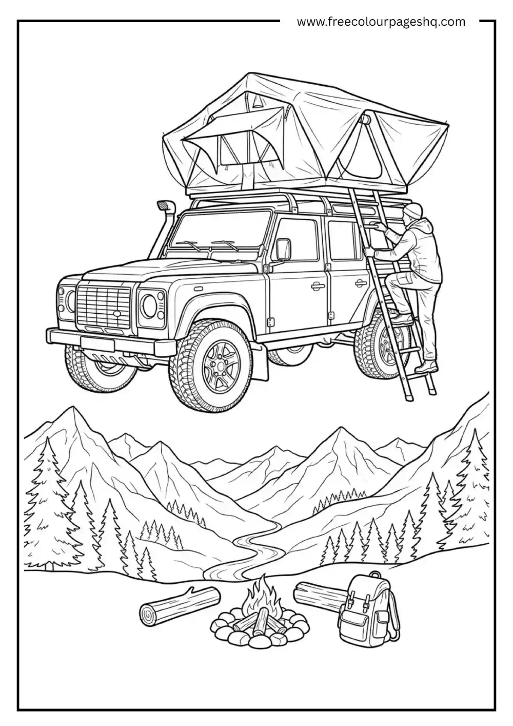 Rooftop Tent on 4WD Coloring Sheet Rooftop Tent on 4WD Coloring Sheet