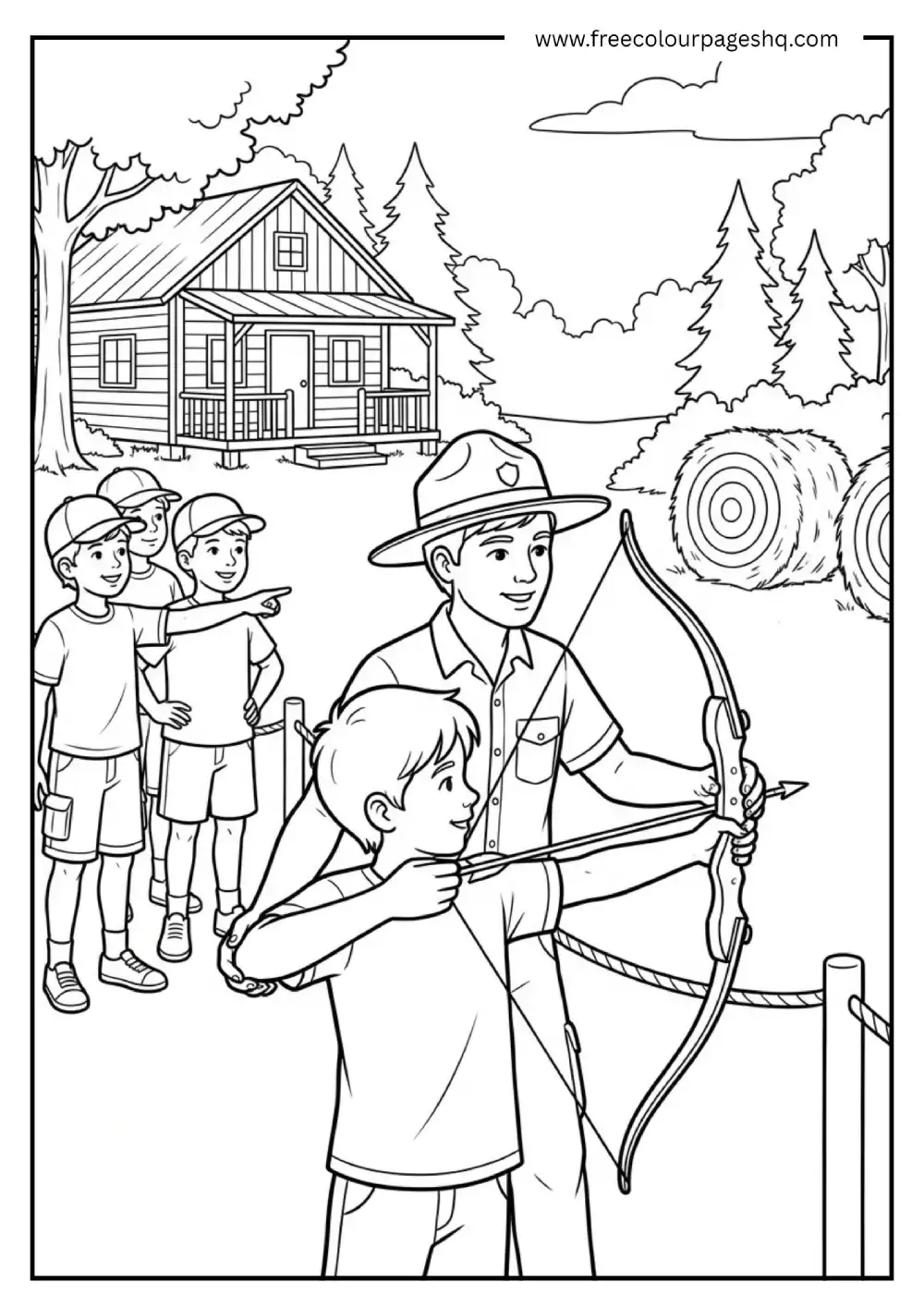 Summer Camp Archery Lesson Coloring Page Summer Camp Archery Lesson Coloring Page